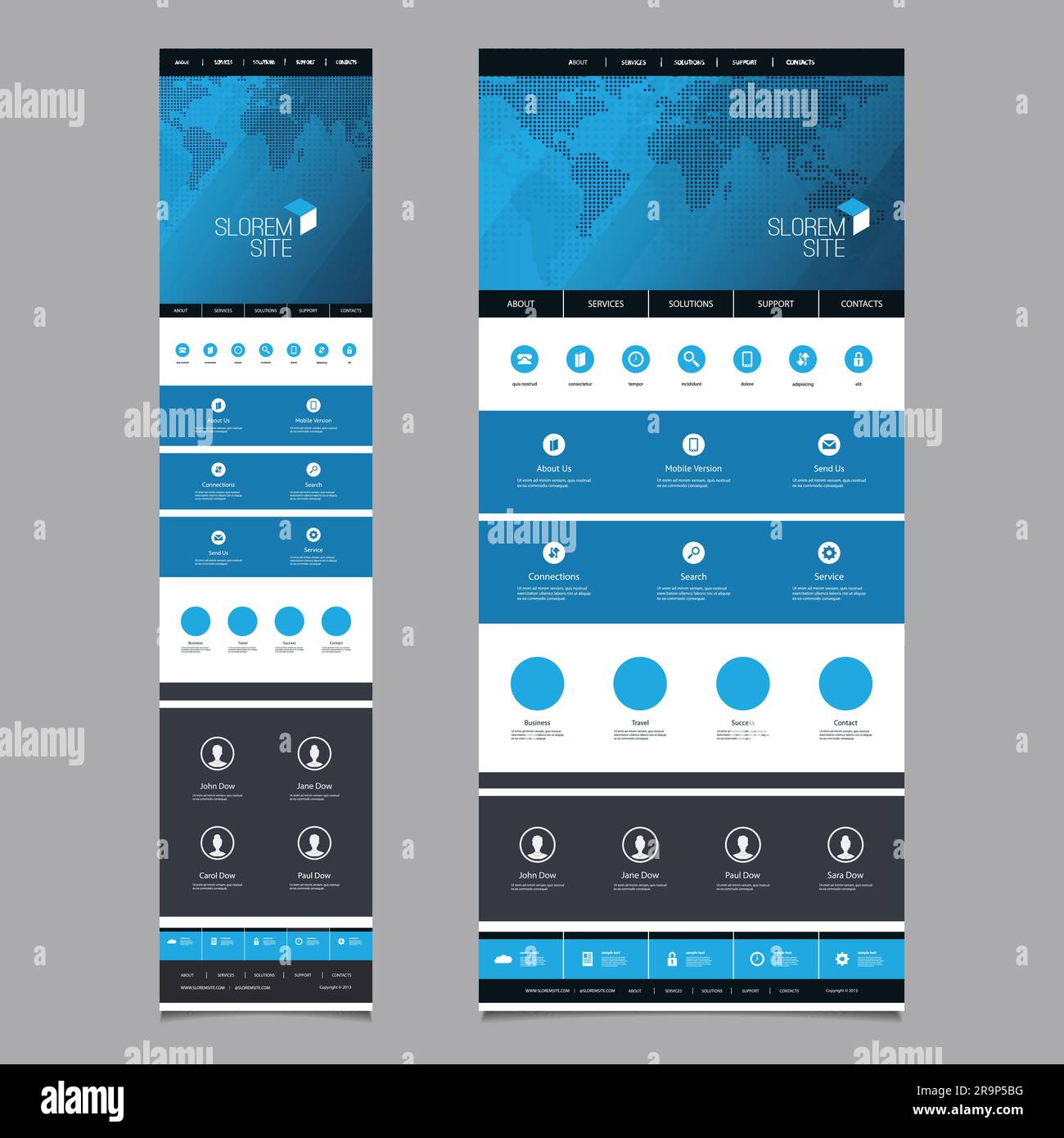 Responsive One Page Website Template - Header Design with World Map ...