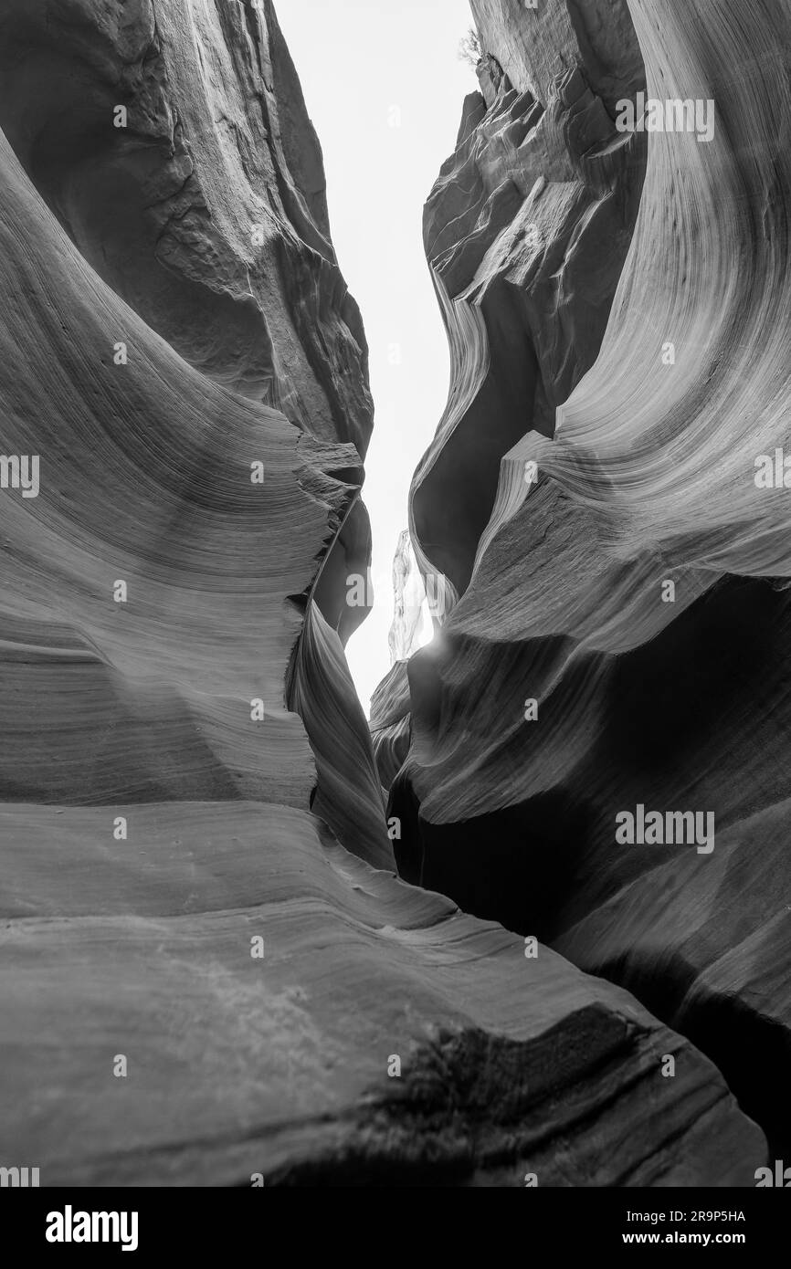 Antelope Canyon in Black and White Stock Photo