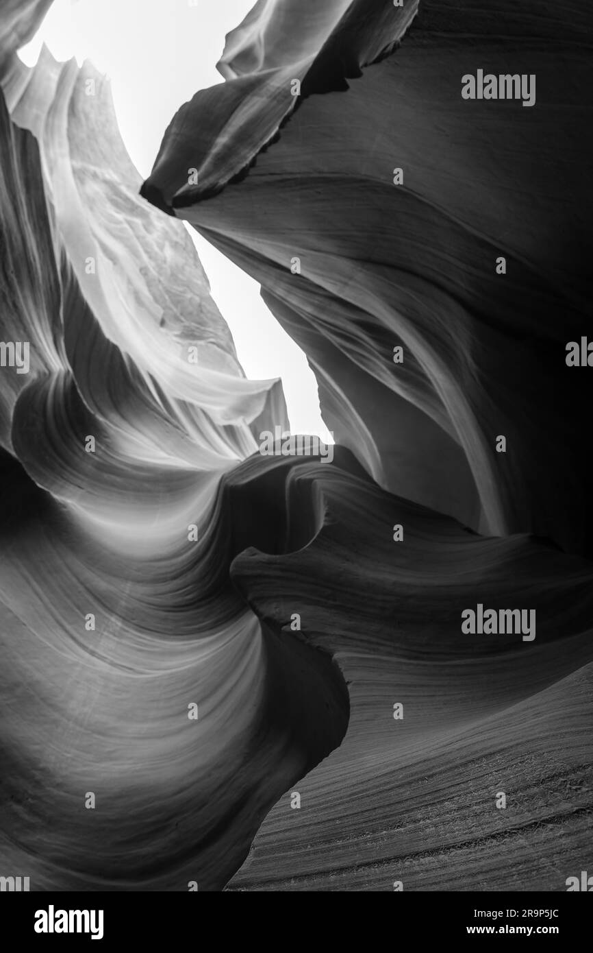 Antelope Canyon in Black and White Stock Photo