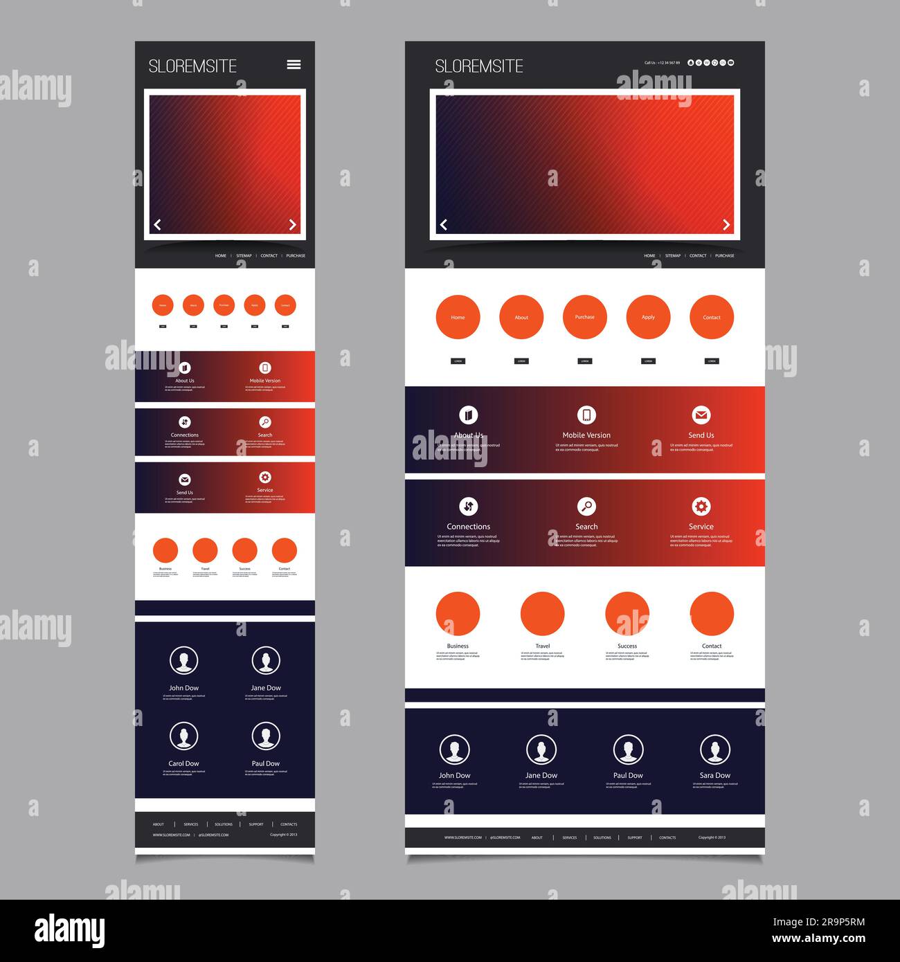 Responsive One Page Website Template Layout - Blurred Header Design ...
