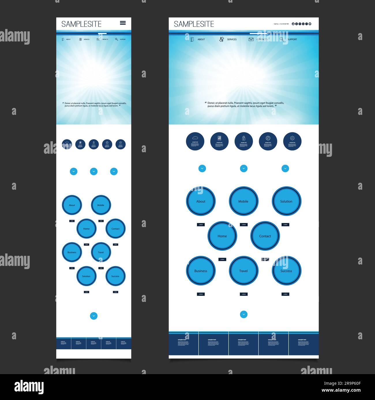 Responsive One Page Website Template Layout - Blurred Header Design ...
