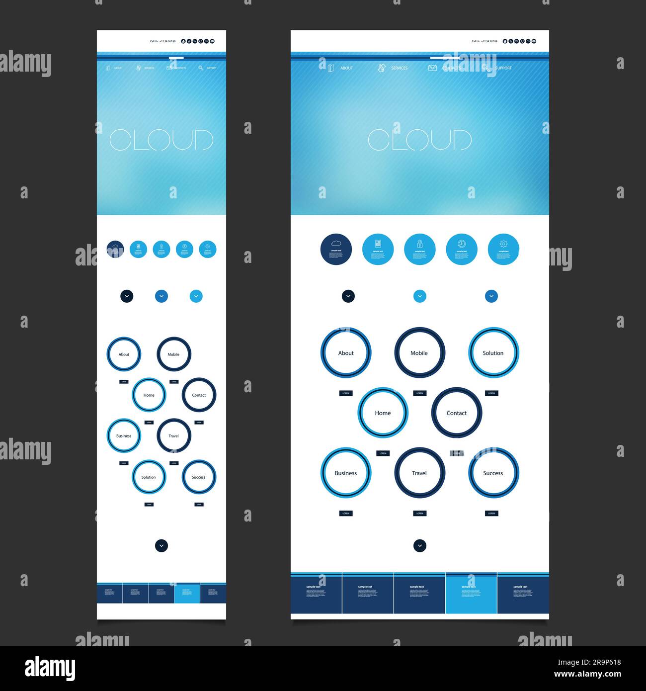 Responsive One Page Website Template Layout - Blurred Header Design ...
