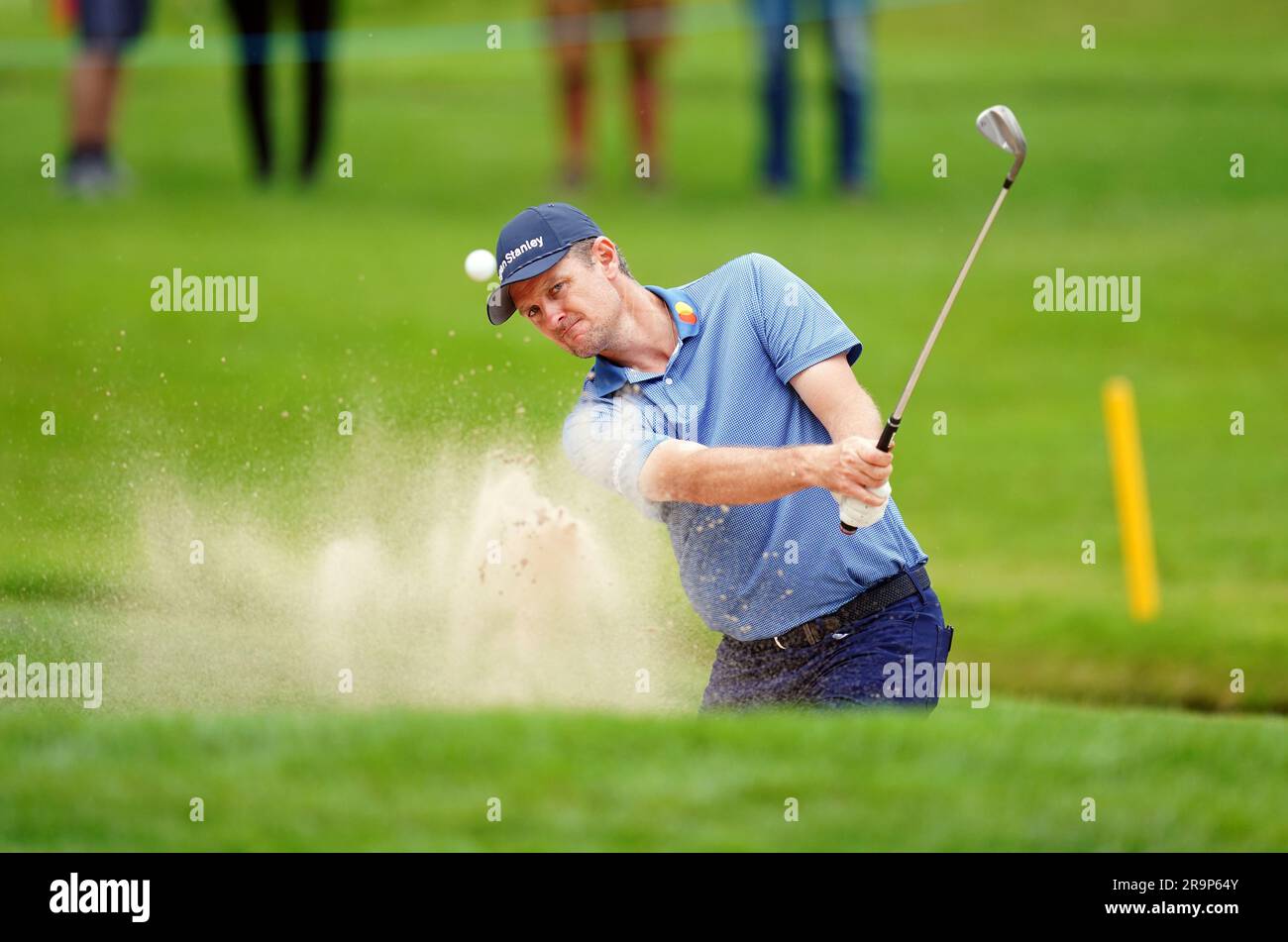 England's Justin Rose plays a shot from a bunker on the 4th fairway during the Pro-Am day ahead of the Betfred British Masters at The Belfry, Sutton Coldfield. Picture date: Wednesday June 28, 2023. Stock Photo
