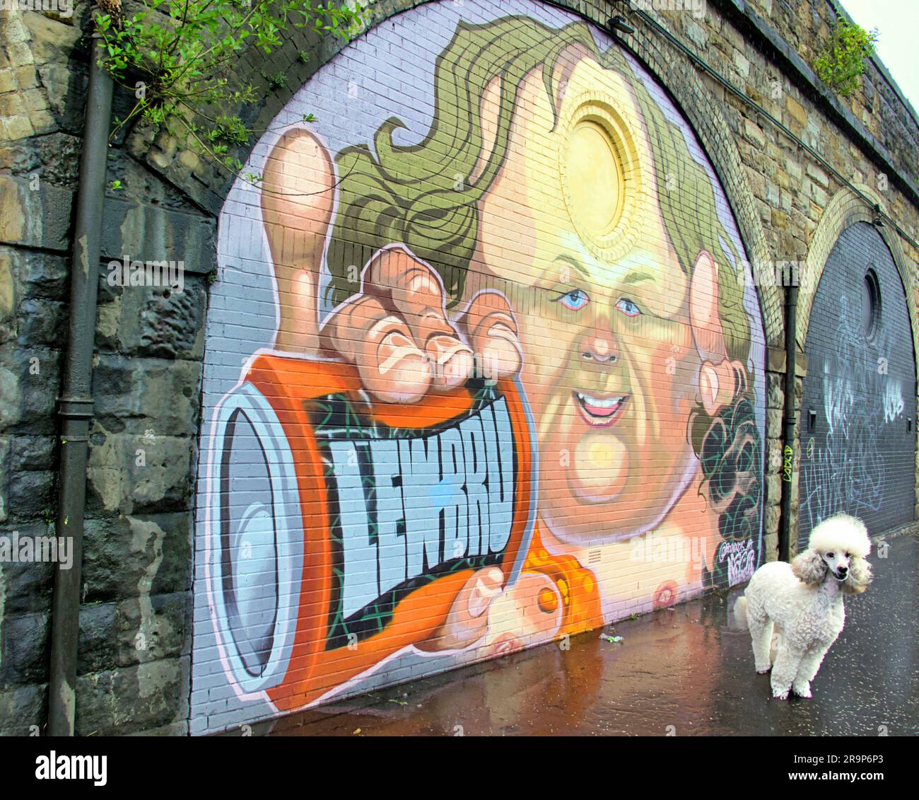 yardworks murals on the public path beside the clydeside expressway sum up lewis capaldi and his tourettes Stock Photo