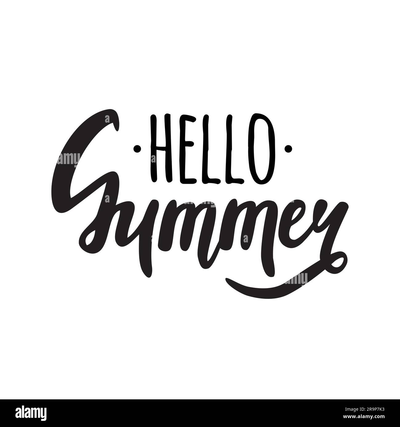 Vector illustration with "Hello Summer" lettering Stock Vector