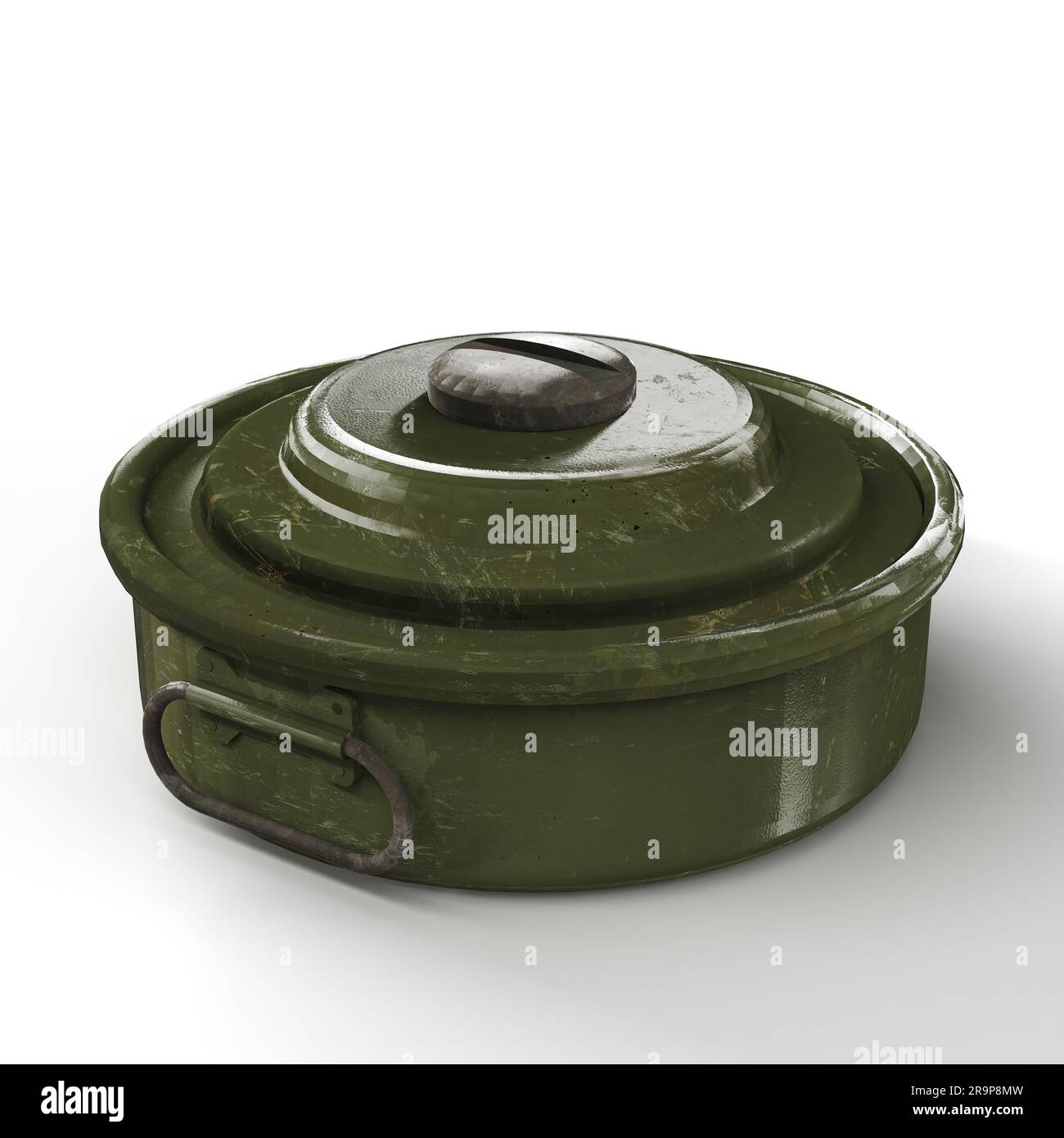 A 3d rendering of an anti-tank land mine on white background Stock Photo