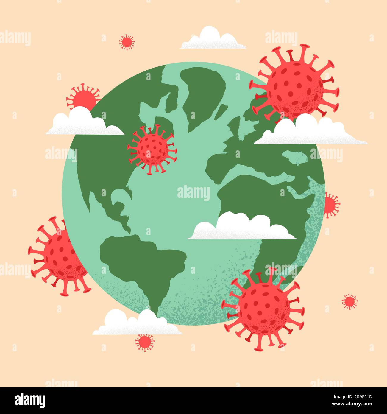 Vector illustration of Earth globe and Coronavirus spreading isolated ...