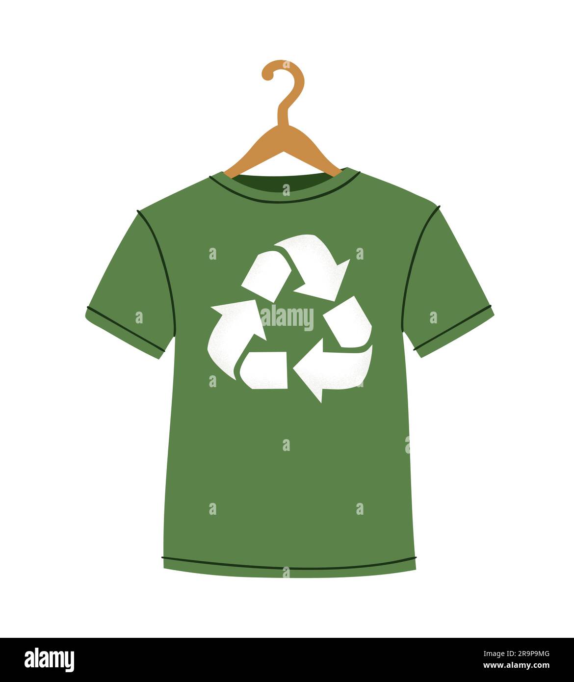Vector illustration of green recycling tshirt with clothes hanger