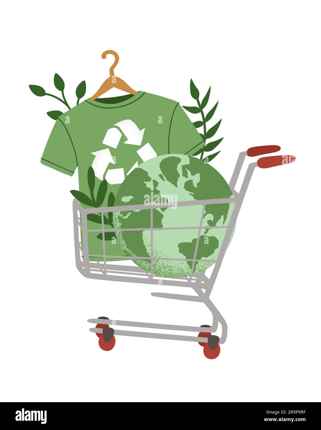 Vector illustration of green recycling t-shirt, Reuse, Reduce, Recycle ...