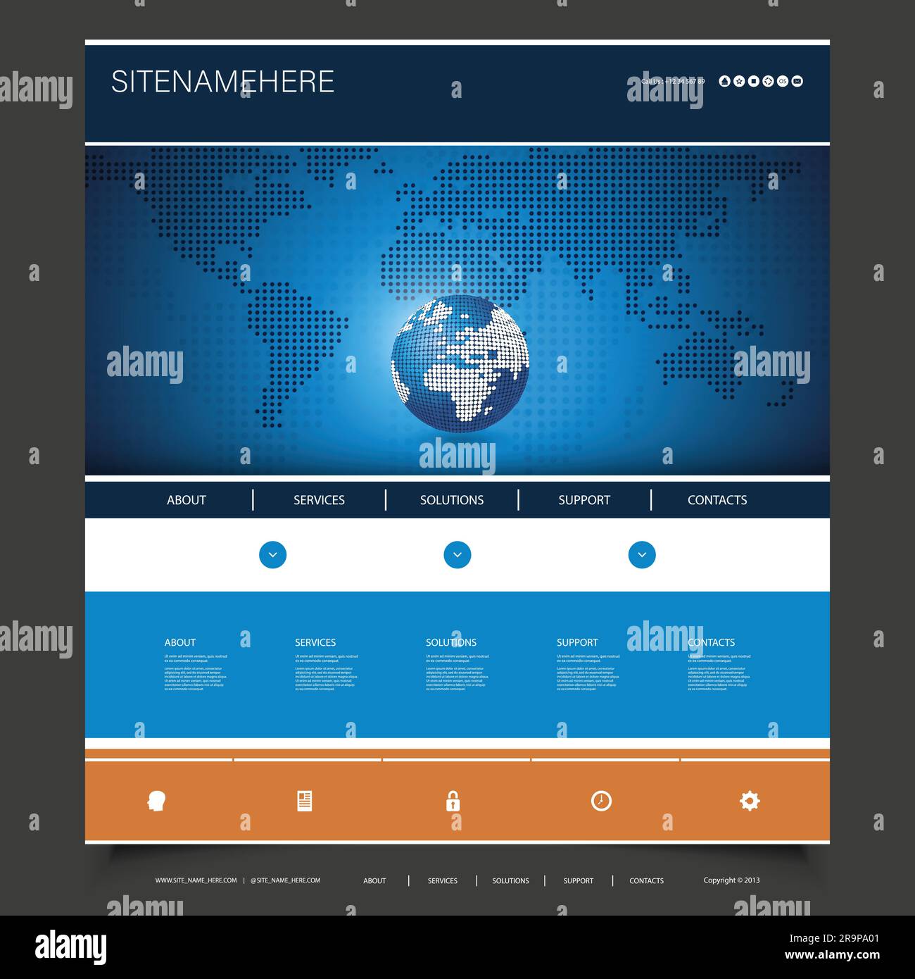 Global Business, Technology - Web Site Template Design Stock Vector