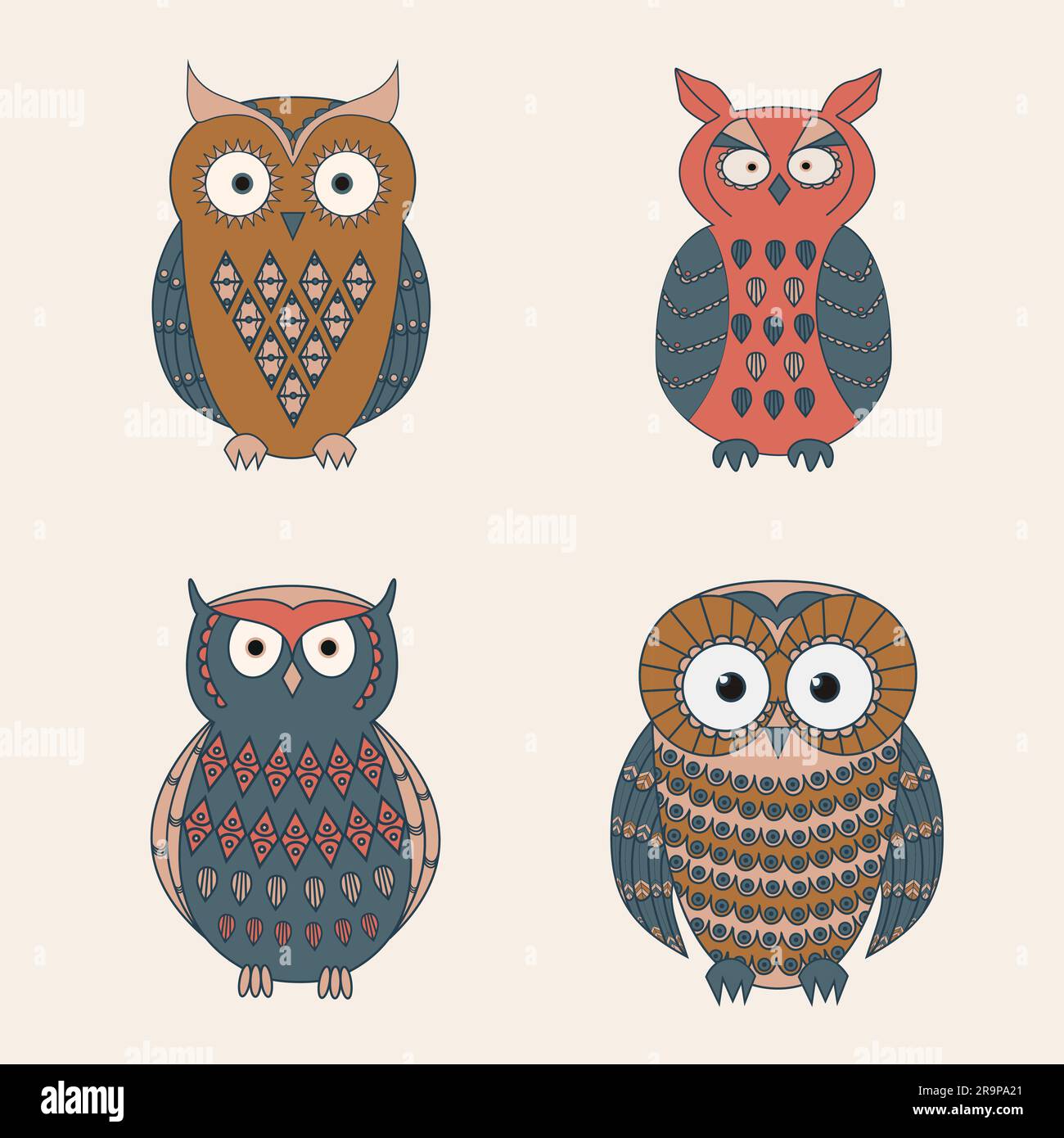 Vector set of decorative cute owls Stock Vector Image & Art - Alamy