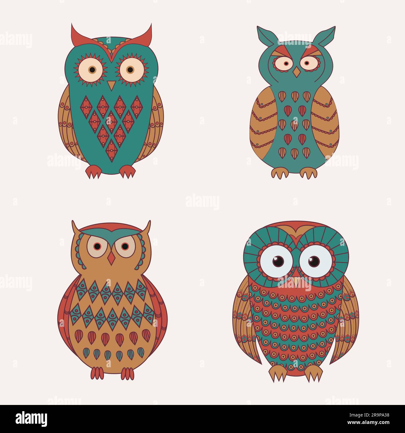 Vector set of decorative cute owls Stock Vector Image & Art - Alamy