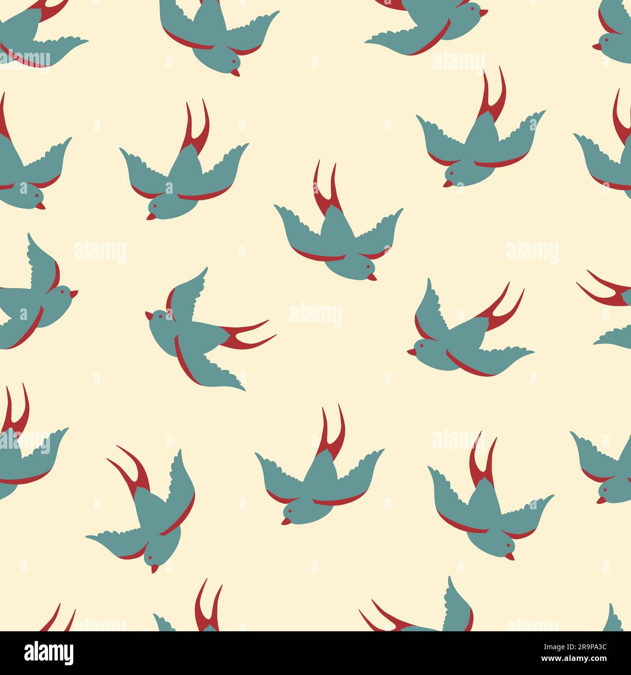 Vector seamless pattern with swallows Stock Vector