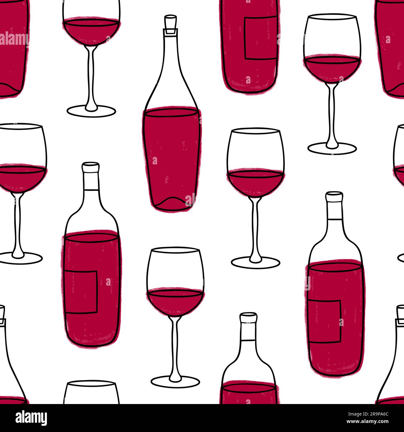 Vector seamless pattern with Wine bottles and glasses. Background for ...