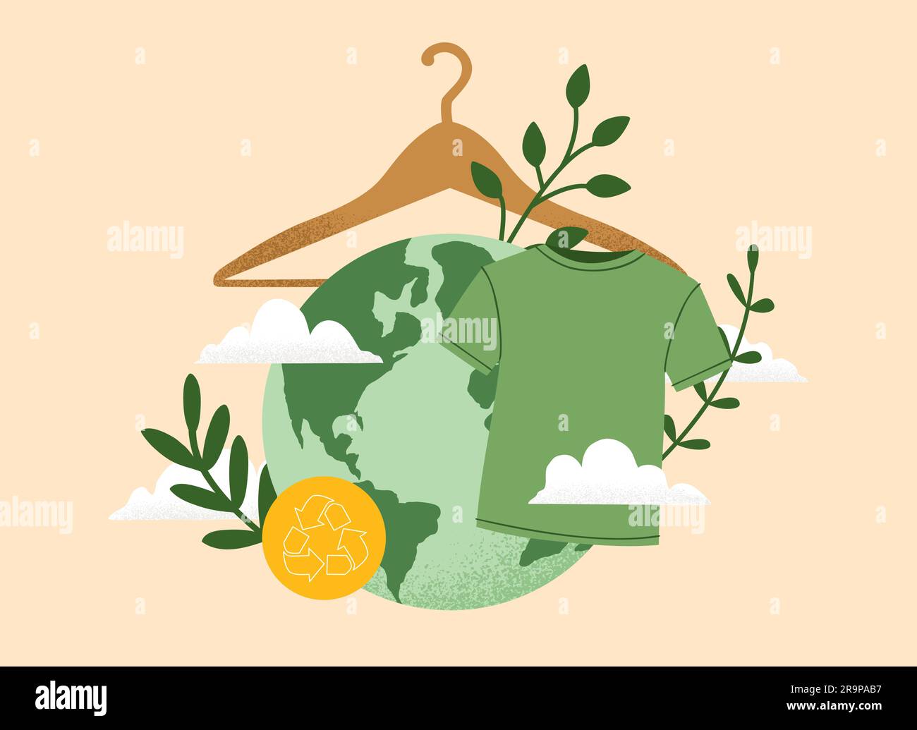 Vector illustration of green recycling t-shirt, Reuse, Reduce, Recycle ...