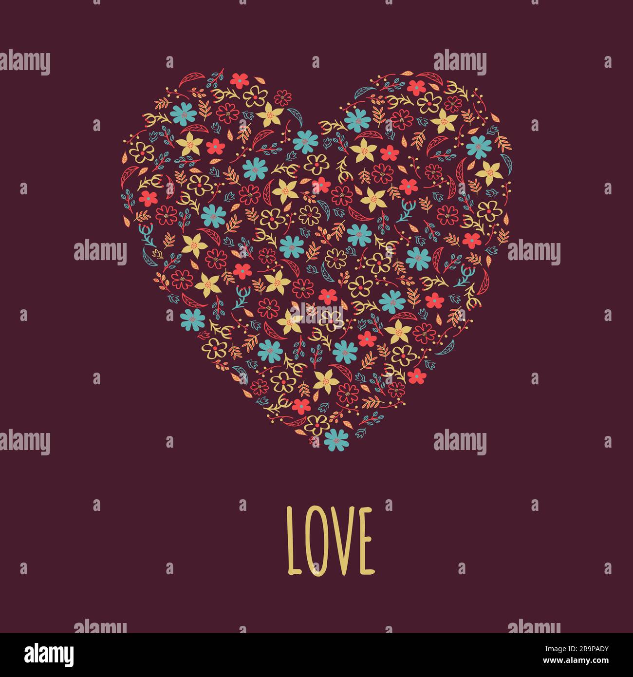 Vector illustration of colorful floral heart Stock Vector Image & Art ...