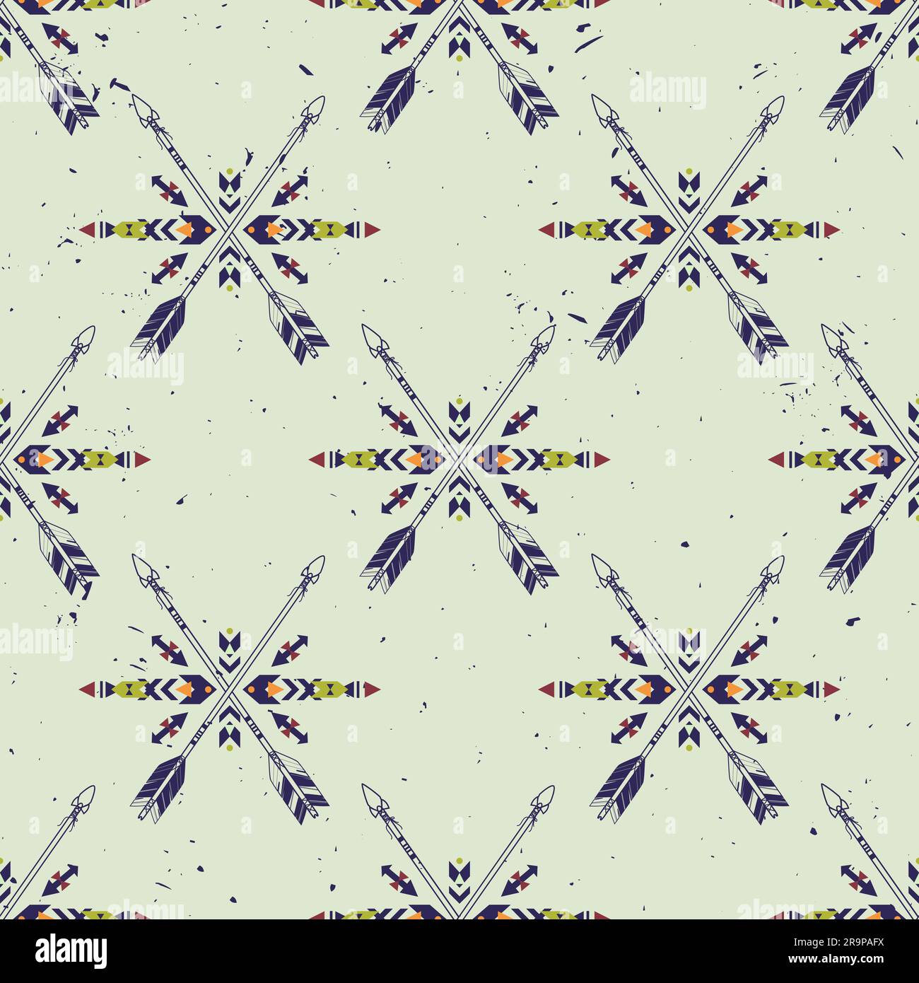 Vector grunge seamless pattern with crossed ethnic arrows and tribal ...