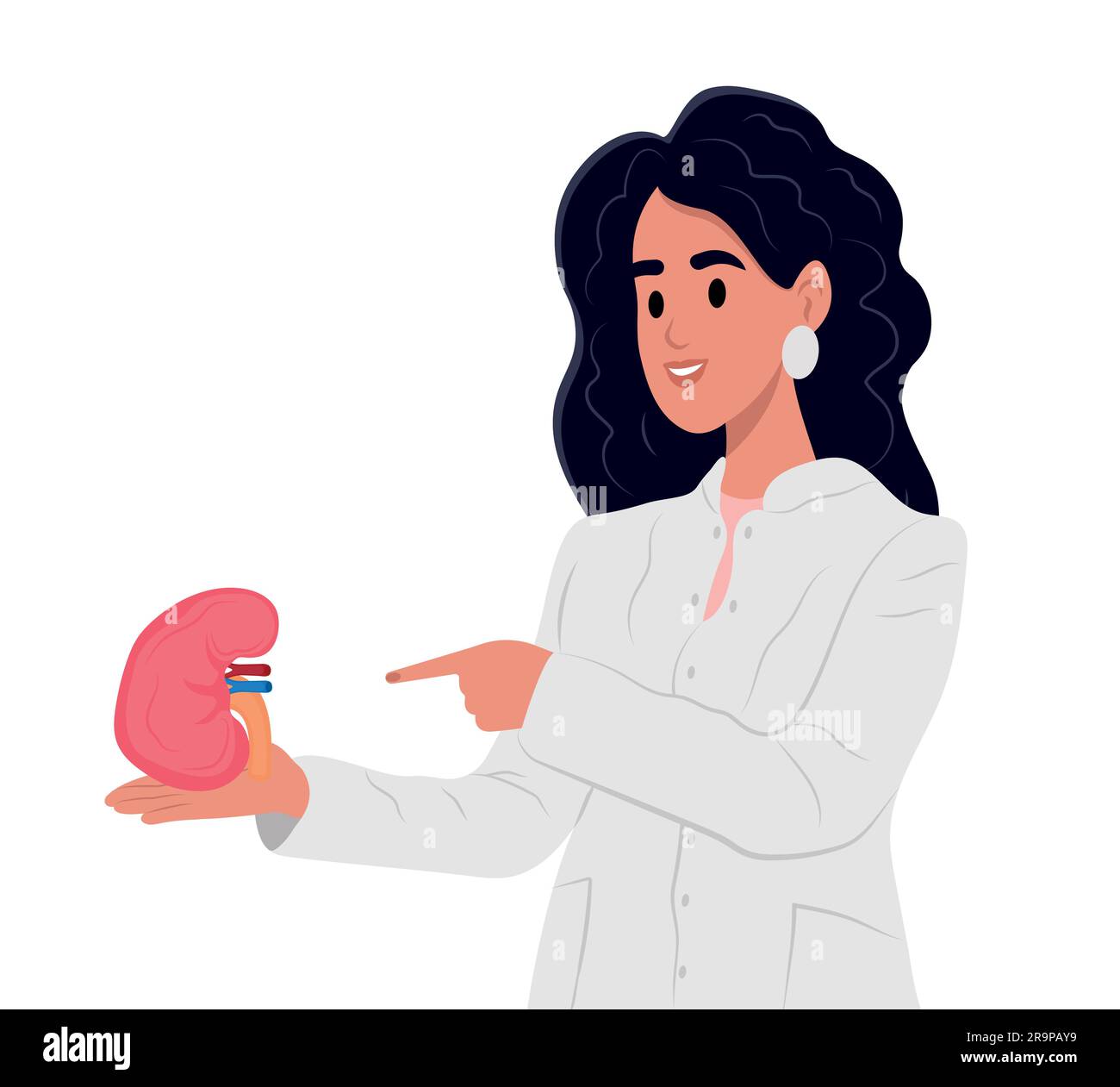 Nephrologist doctor, kidneys issues. World Day of Organ Donation and Transplantation.World Kidney Day. Concept of treatment of kidney diseases, kidney Stock Vector