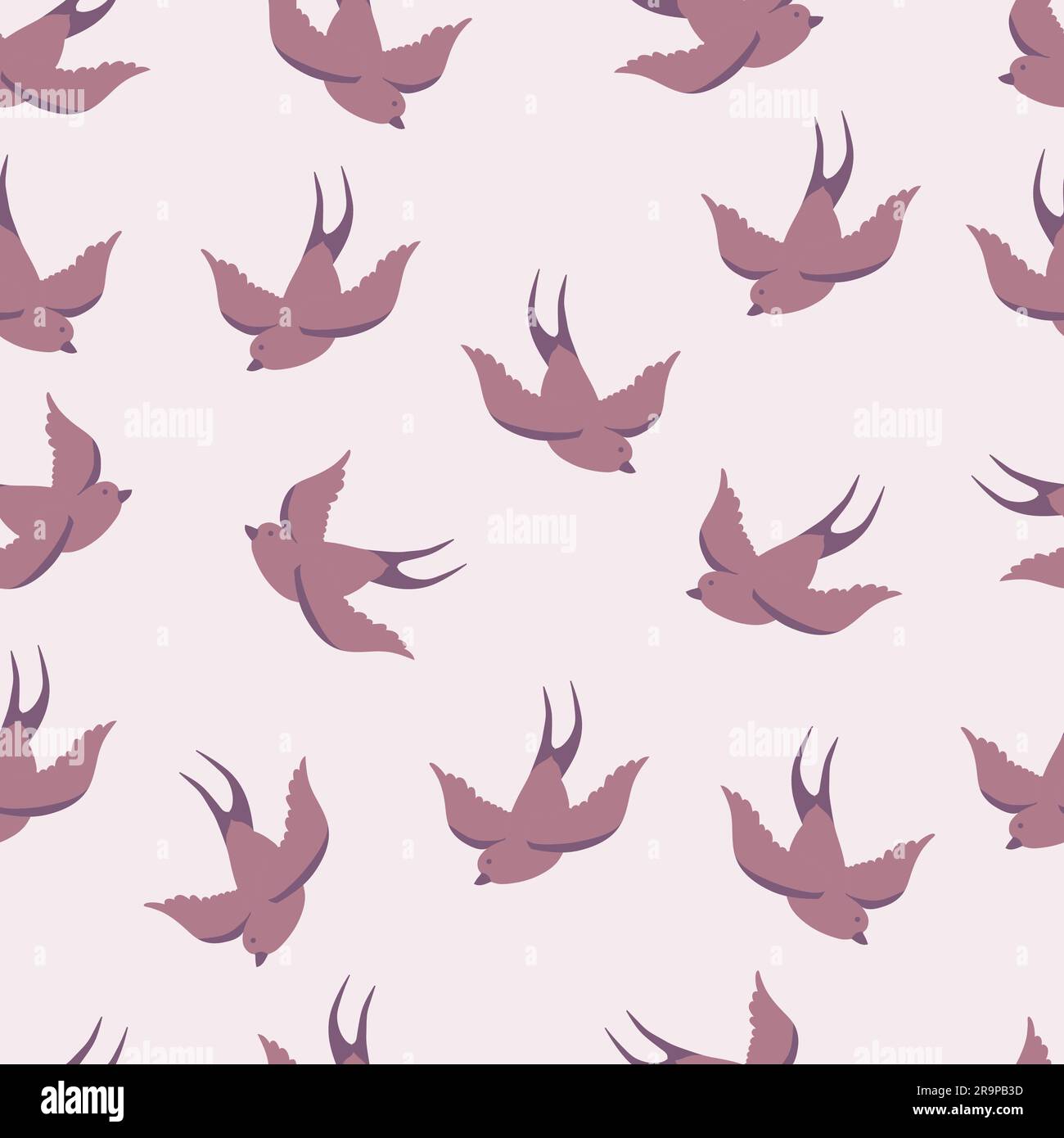 Vector seamless pattern with swallows Stock Vector
