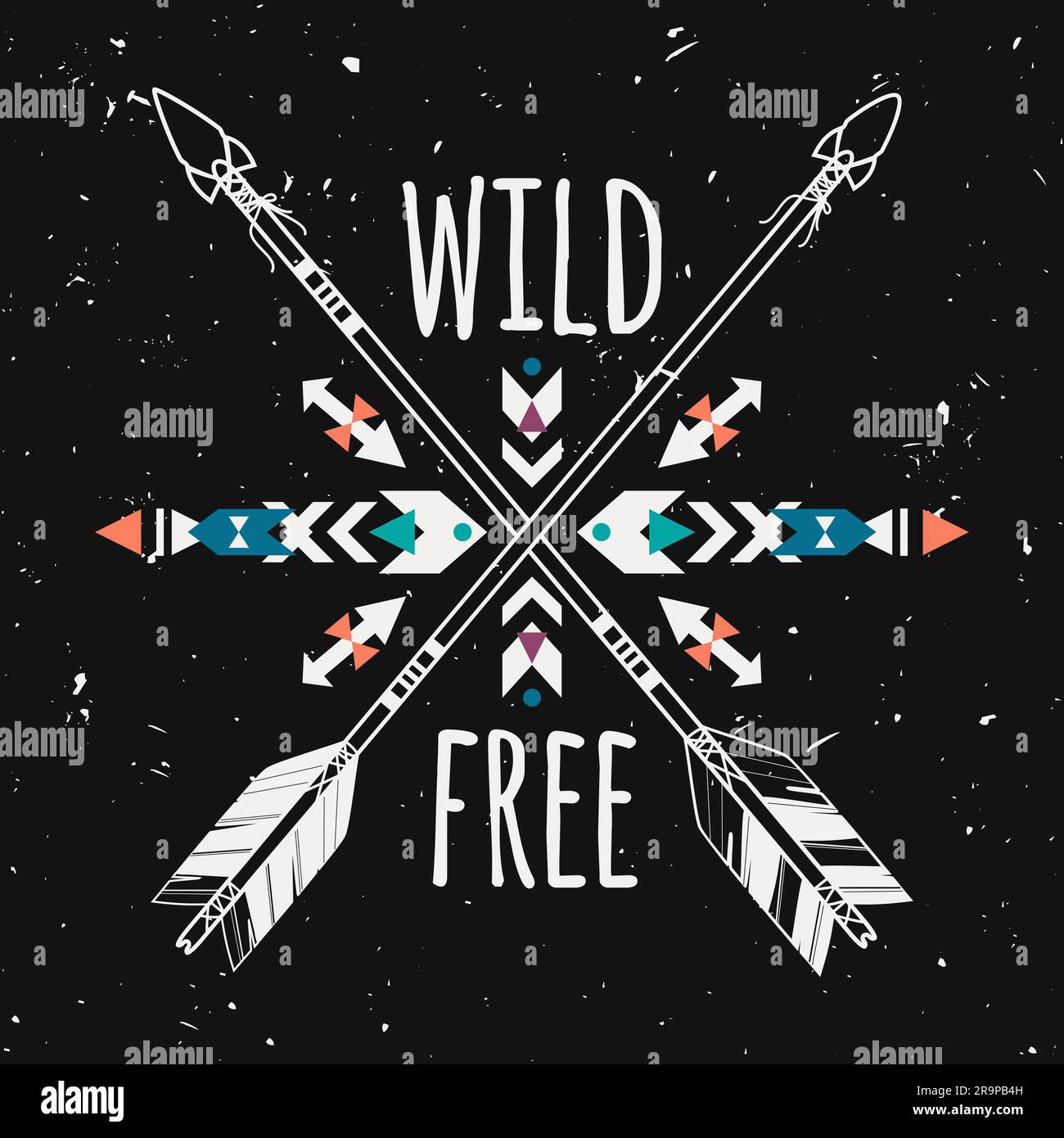 Vector grunge illustration with crossed ethnic arrows and tribal ...