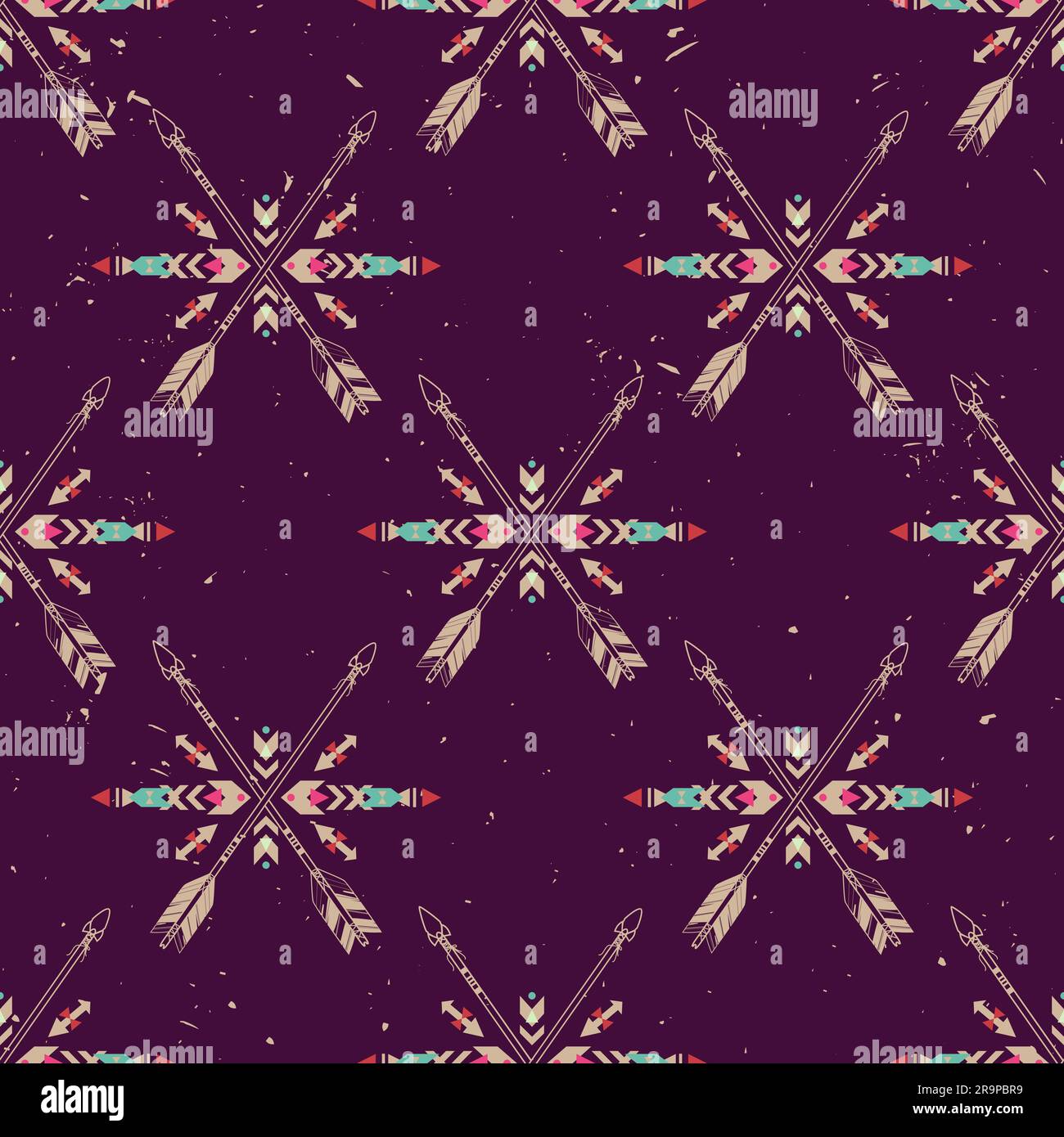 Vector grunge seamless pattern with crossed ethnic arrows and tribal ...