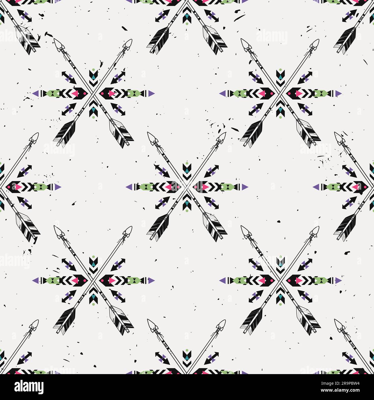 Vector grunge seamless pattern with crossed ethnic arrows and tribal ...