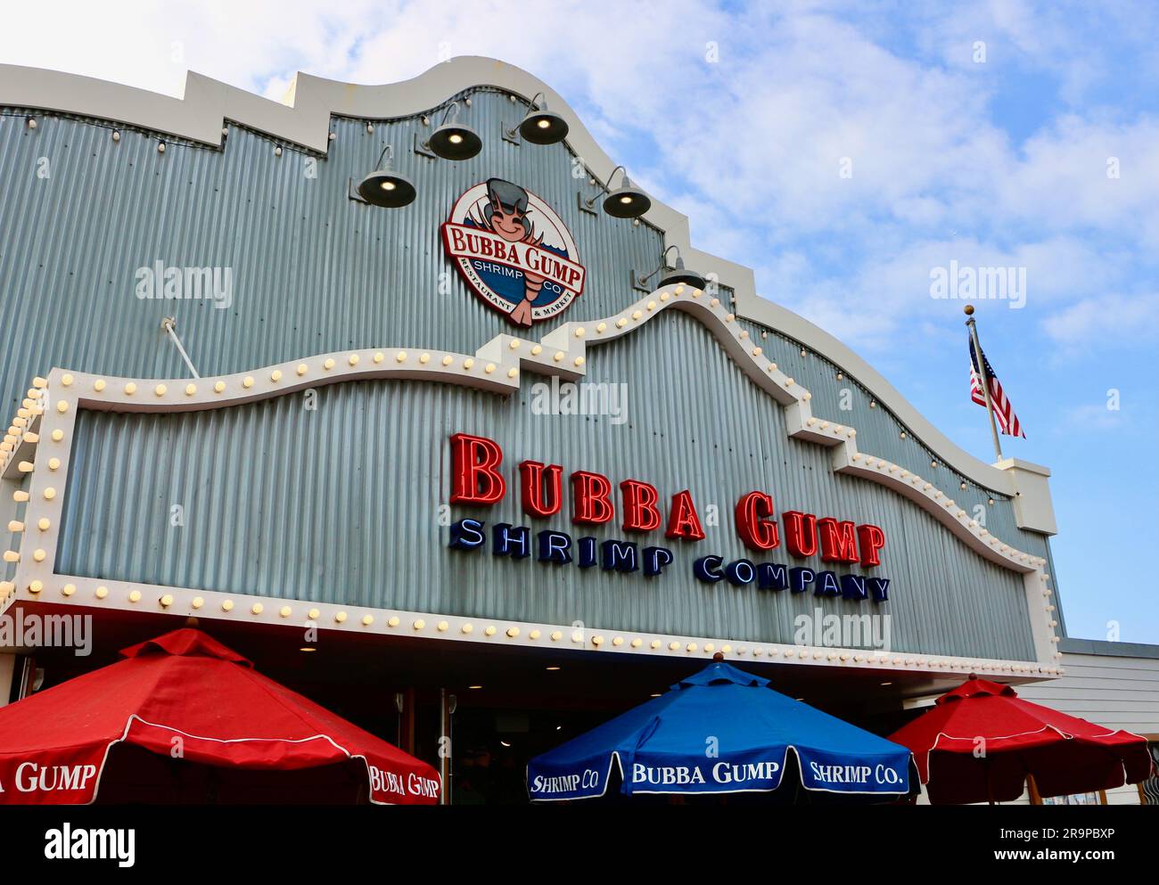 Bubba Gump Shrimp Company American seafood restaurant chain on Santa Monica Pier California USA Stock Photo