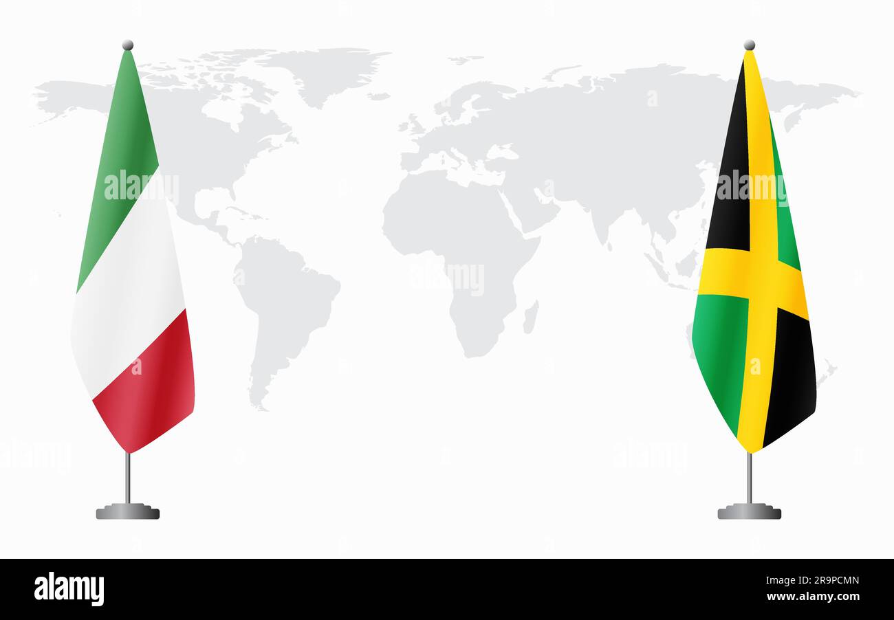 Italy and Jamaica flags for official meeting against background of world map Stock Vector Image