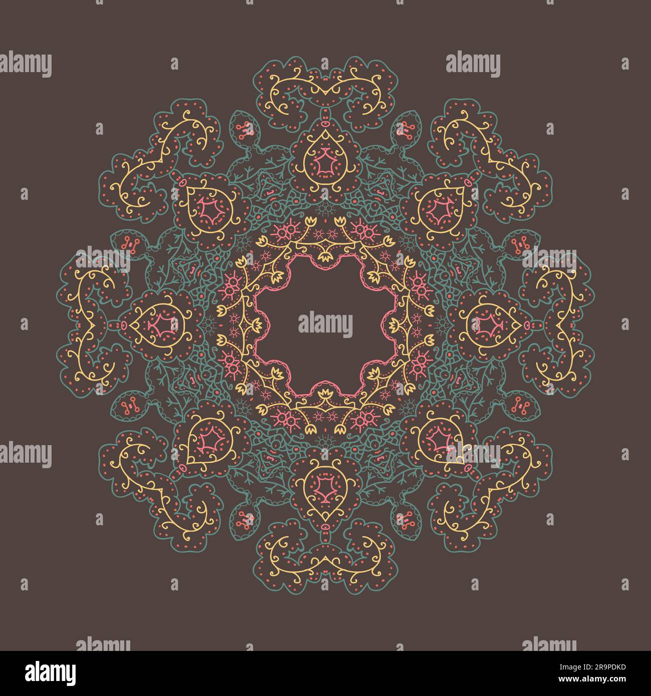 Vector colorful illustration of round floral ornament Stock Vector ...
