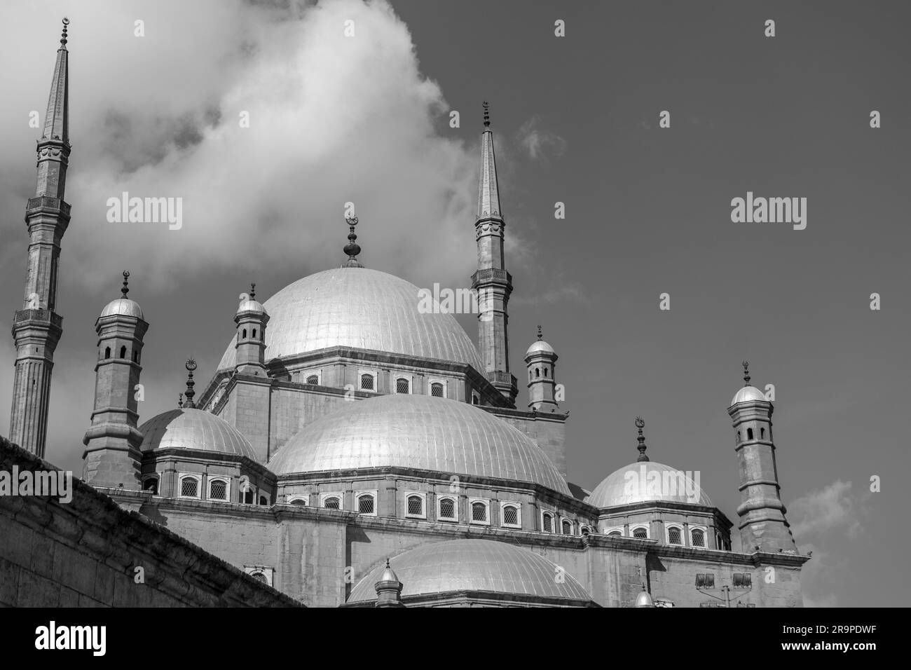 Saladin Citadel Mosque in Cairo in black and white Stock Photo