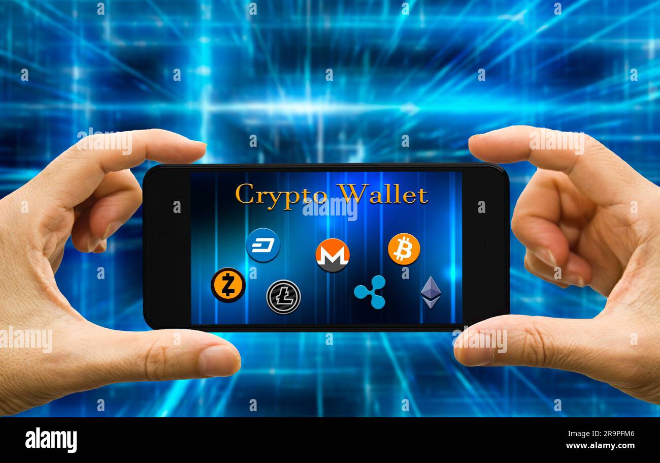 crypto wallet and crypto currencies concept Stock Photo