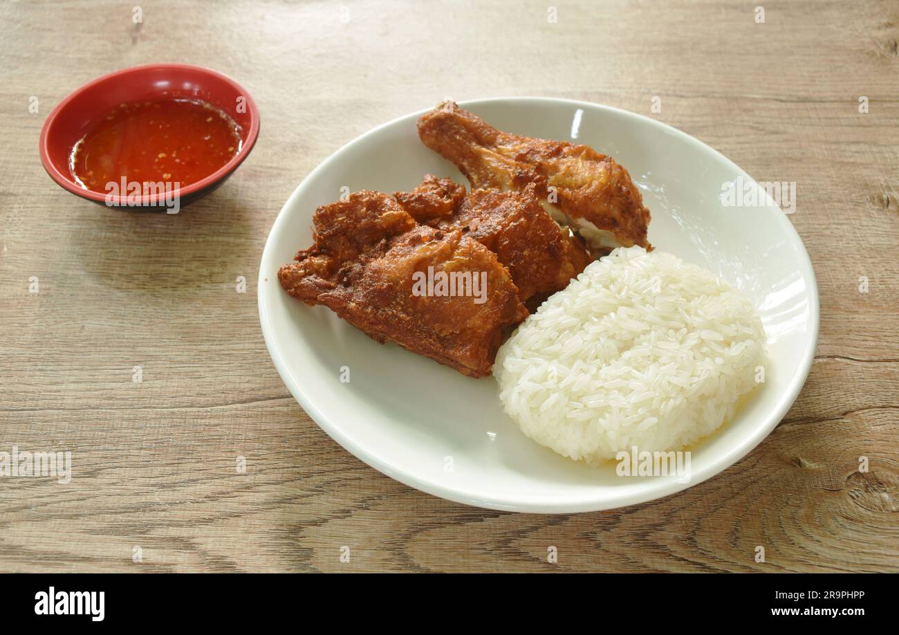 crispy chop fried salty chicken tight and drumstick eat with sticky
