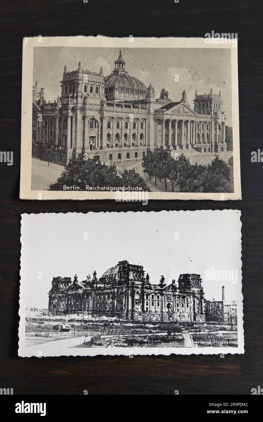 Reichstag, Berlin 1930s and 1945 Stock Photo