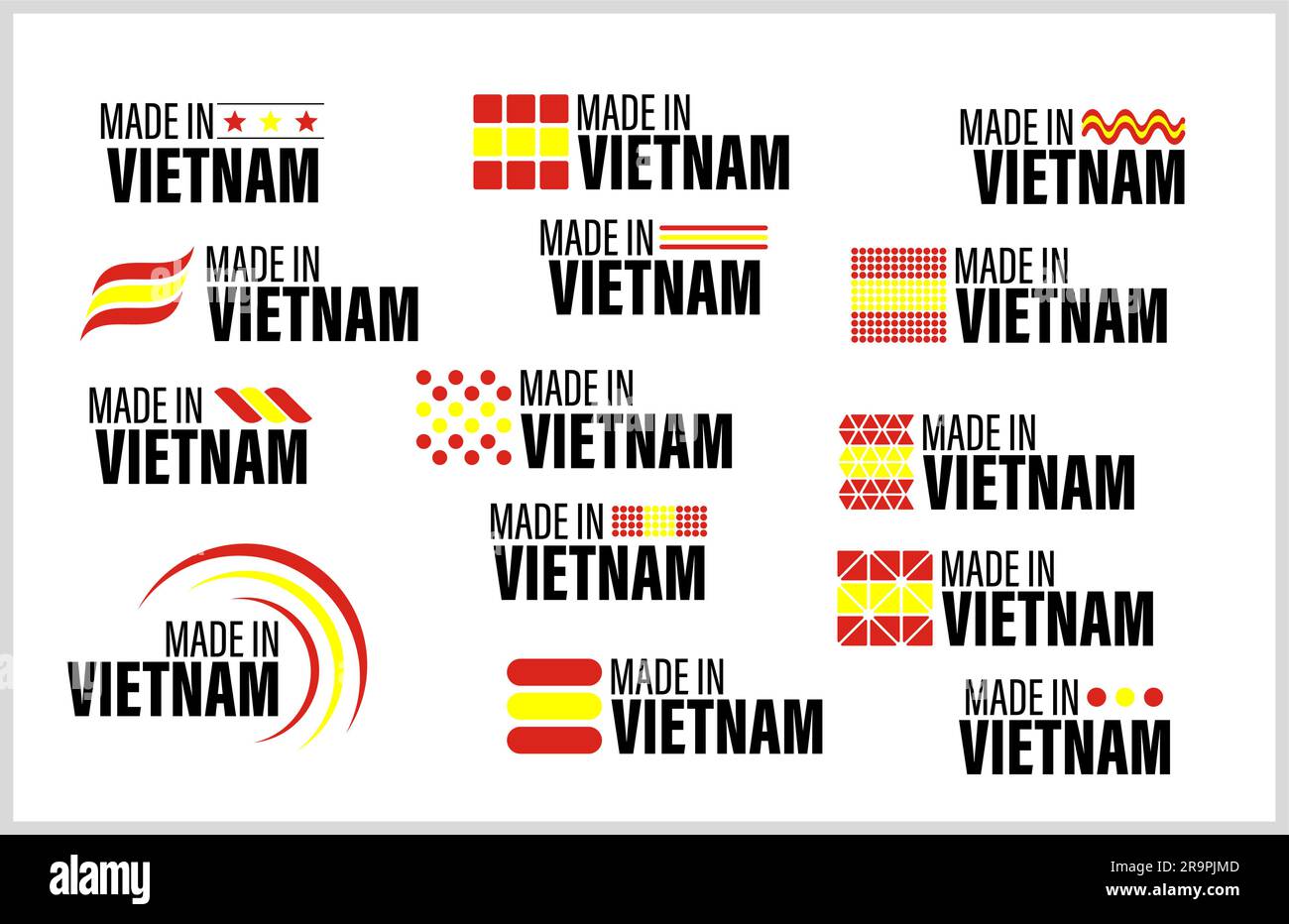 Made in Vietnam graphic and label set. Element of impact for the use you want to make of it. Stock Vector