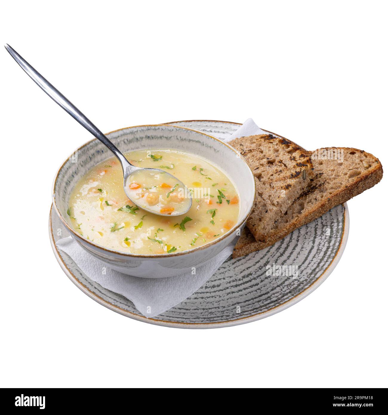 Chickpeas soup, restaurant soup menu concept on white background Stock Photo
