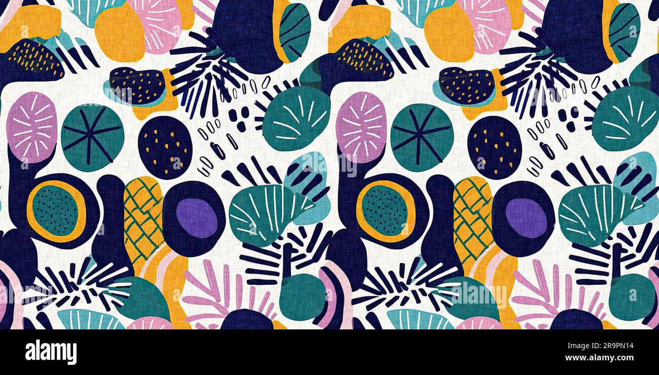 Modern fun pattern clash fabric border print for summer beach textile ...