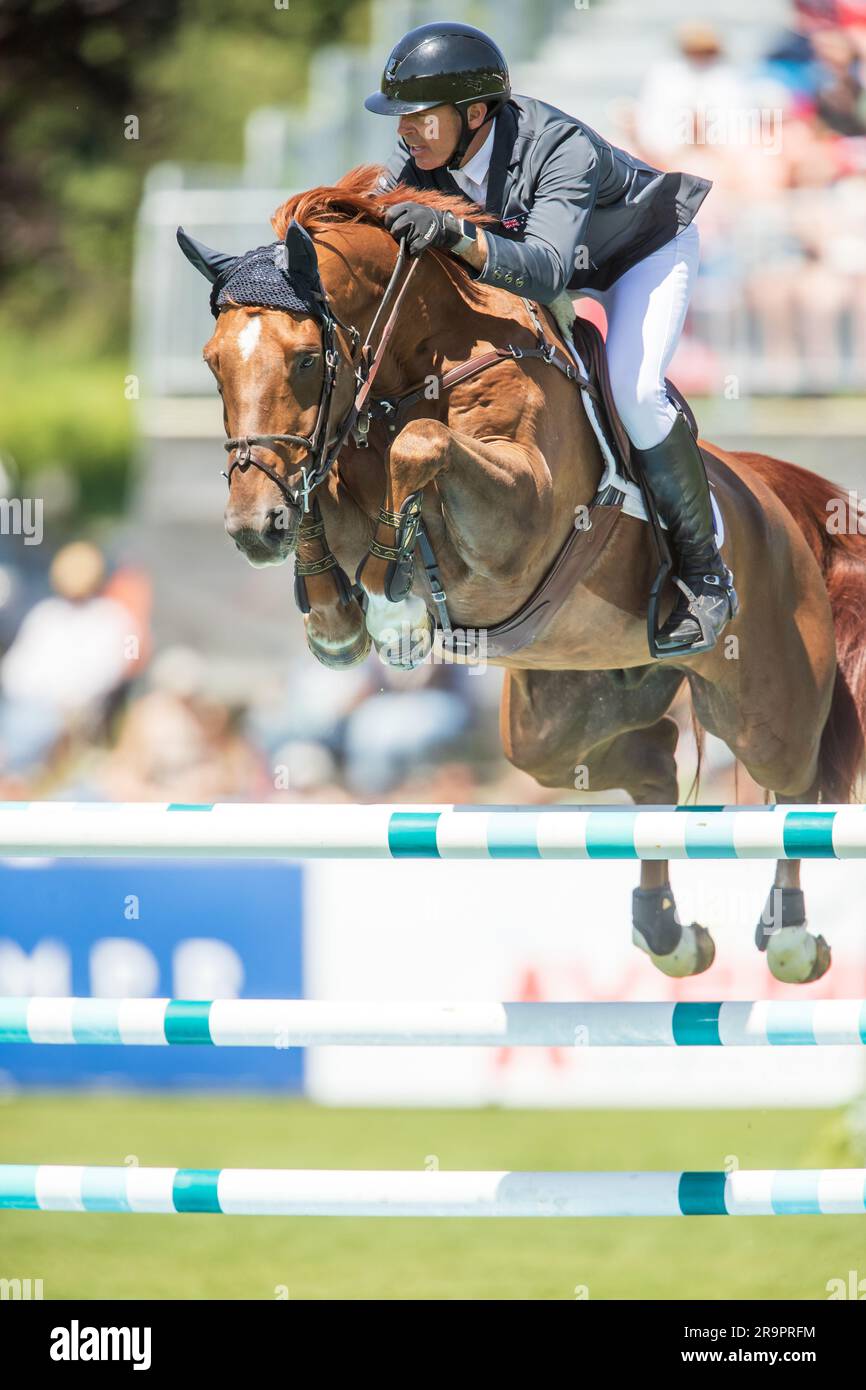 Team Australia Riders compete in the FEI Nations Cup in Langley, Canada on June 4, 2023. Stock Photo