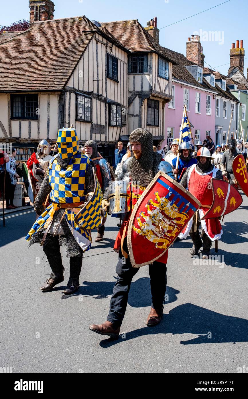 People Dressed In Medieval Costume March Through The Streets of Lewes ...