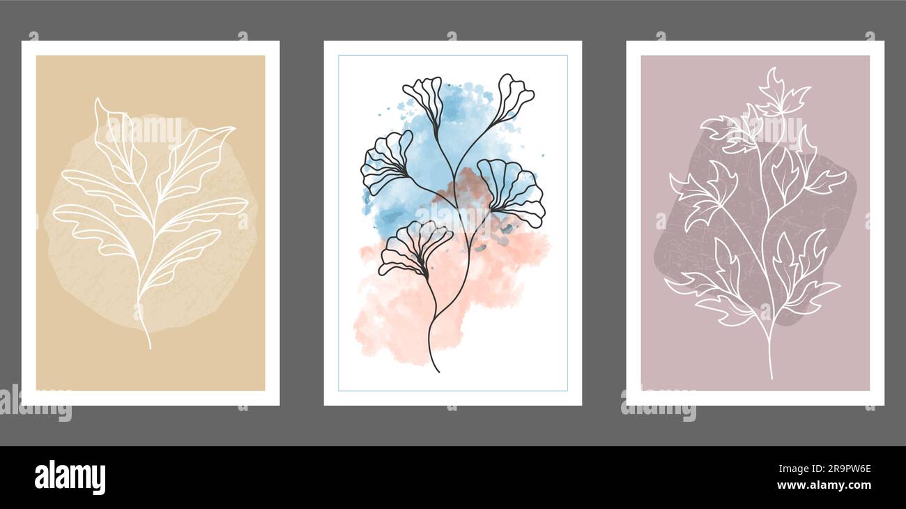 A set of hand-drawn paintings for interior design of premises ...