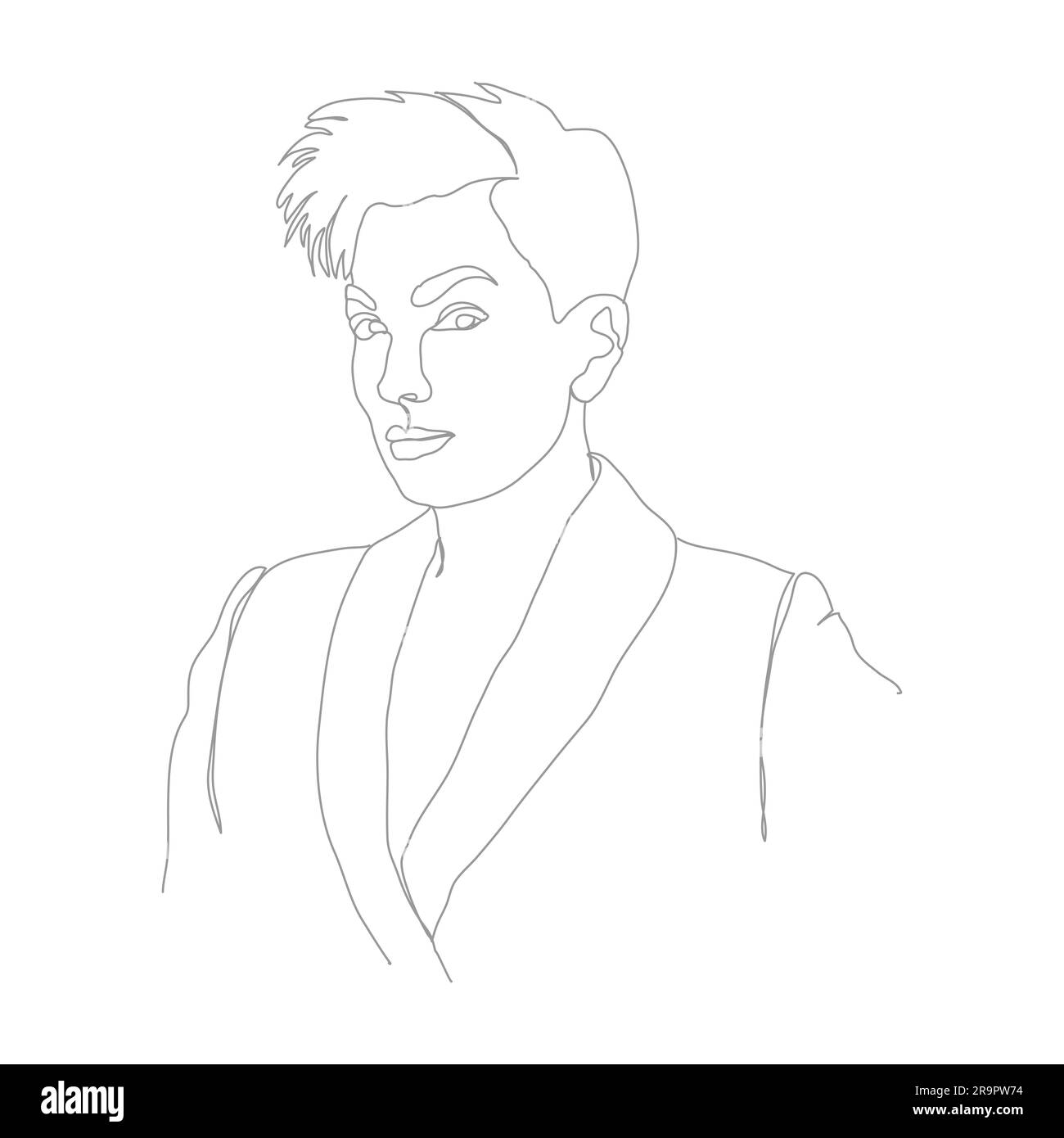 Abstract female portrait in linear style. Illustration for design ...