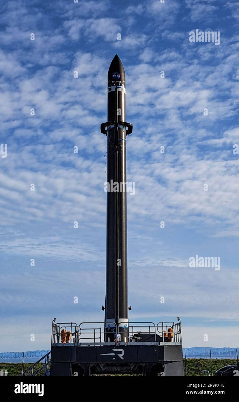 TROPICS Rocket Photos. Rocket Lab’s Electron rocket is vertical on the