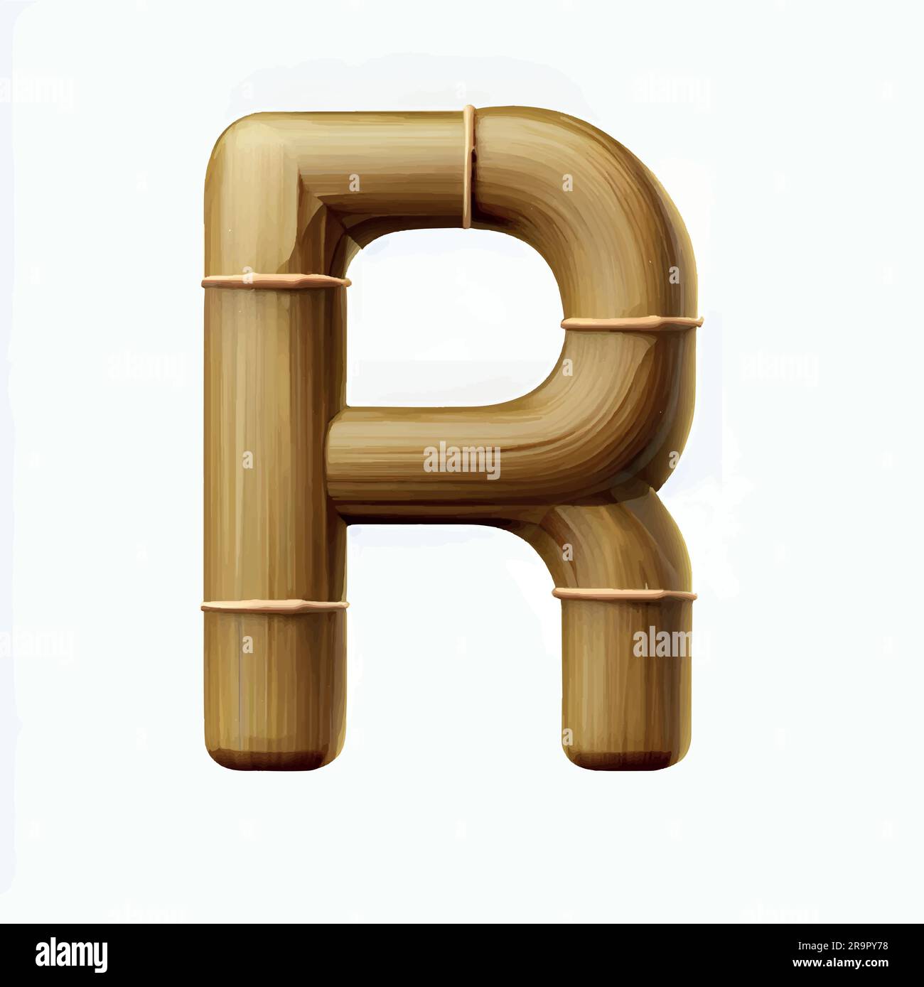 capital letter R in bamboo with white background Stock Vector Image