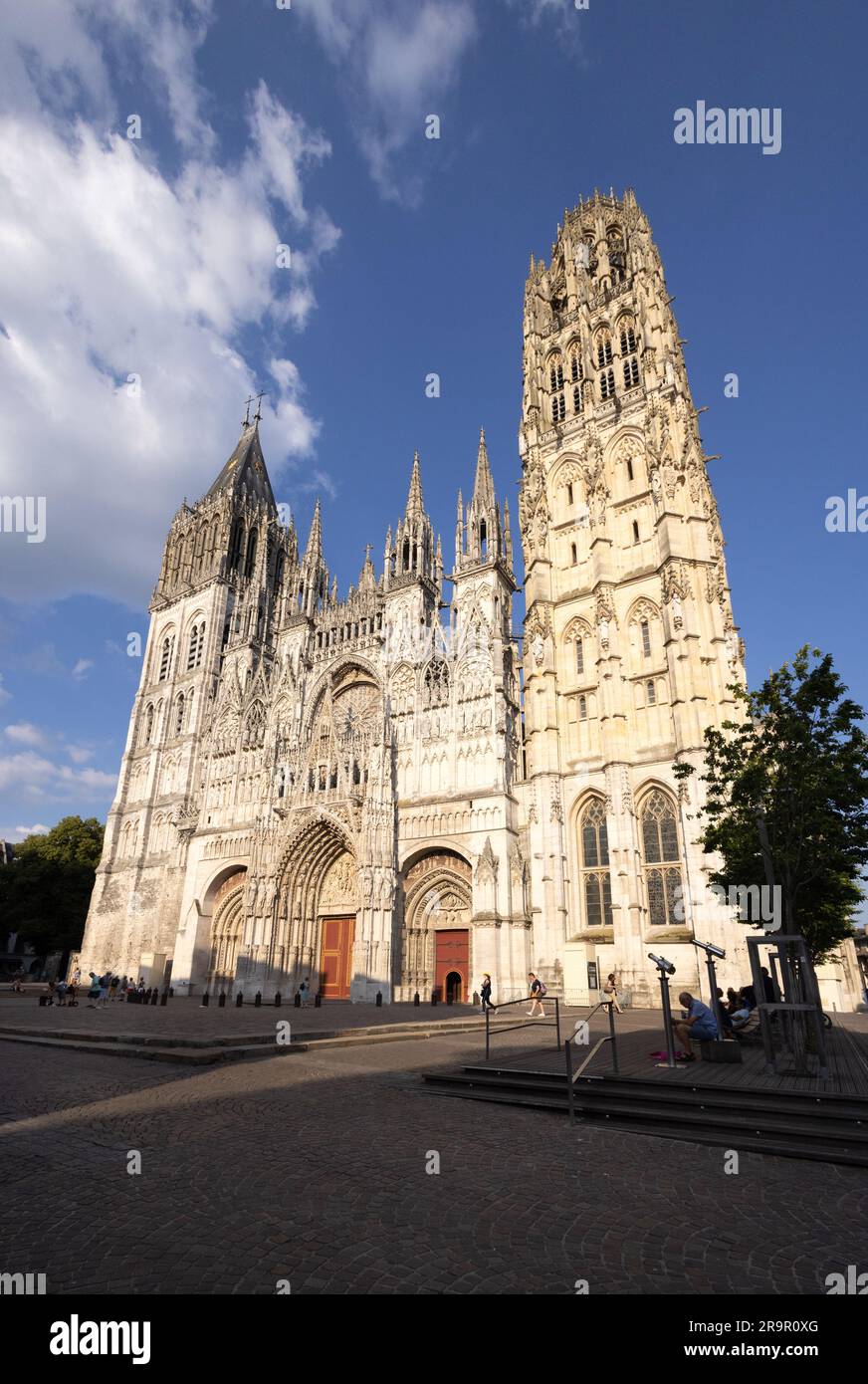 West Front, Rouen Cathedral exterior, or Notre Dame Cathedral, Rouen; 13th century Gothic architecture, See of the Archbishop of Rouen; Rouen France Stock Photo
