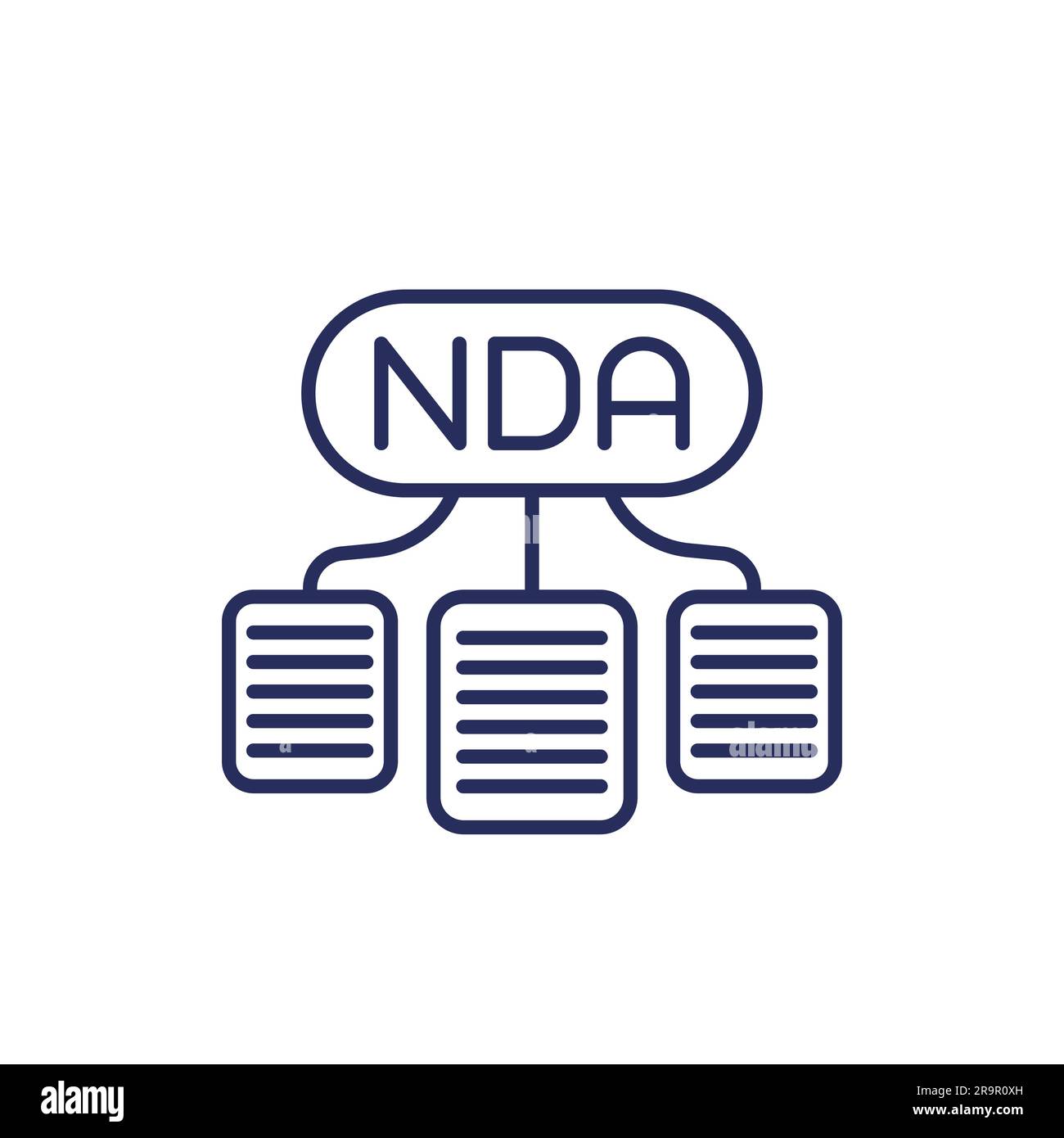 NDA line icon with documents Stock Vector