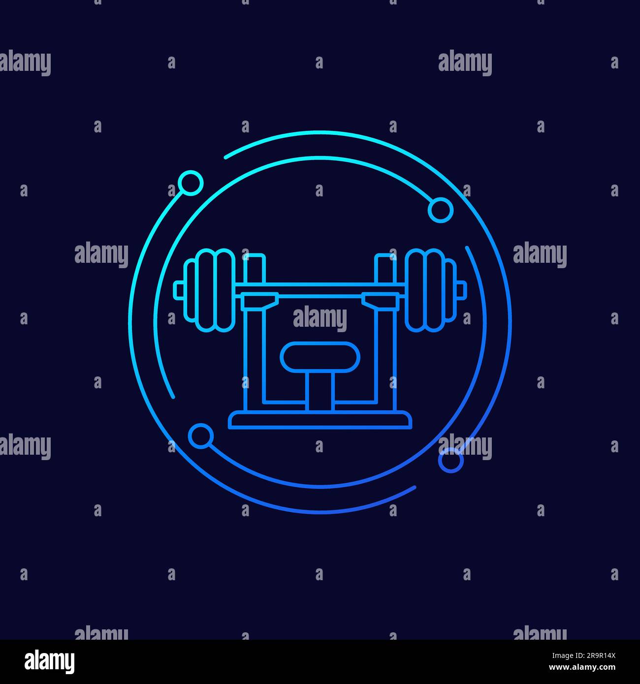 Barbell on the stand icon, linear design Stock Vector