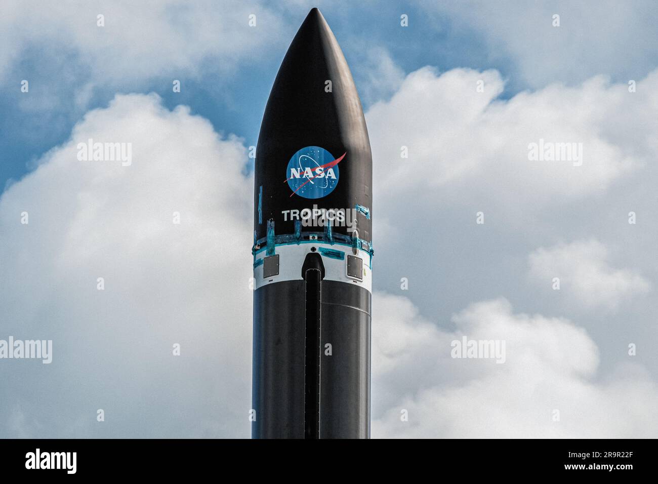 Rocket Faining Rocket Lab’s Electron rocket stands vertical at Launch Complex 1, Mahia ...