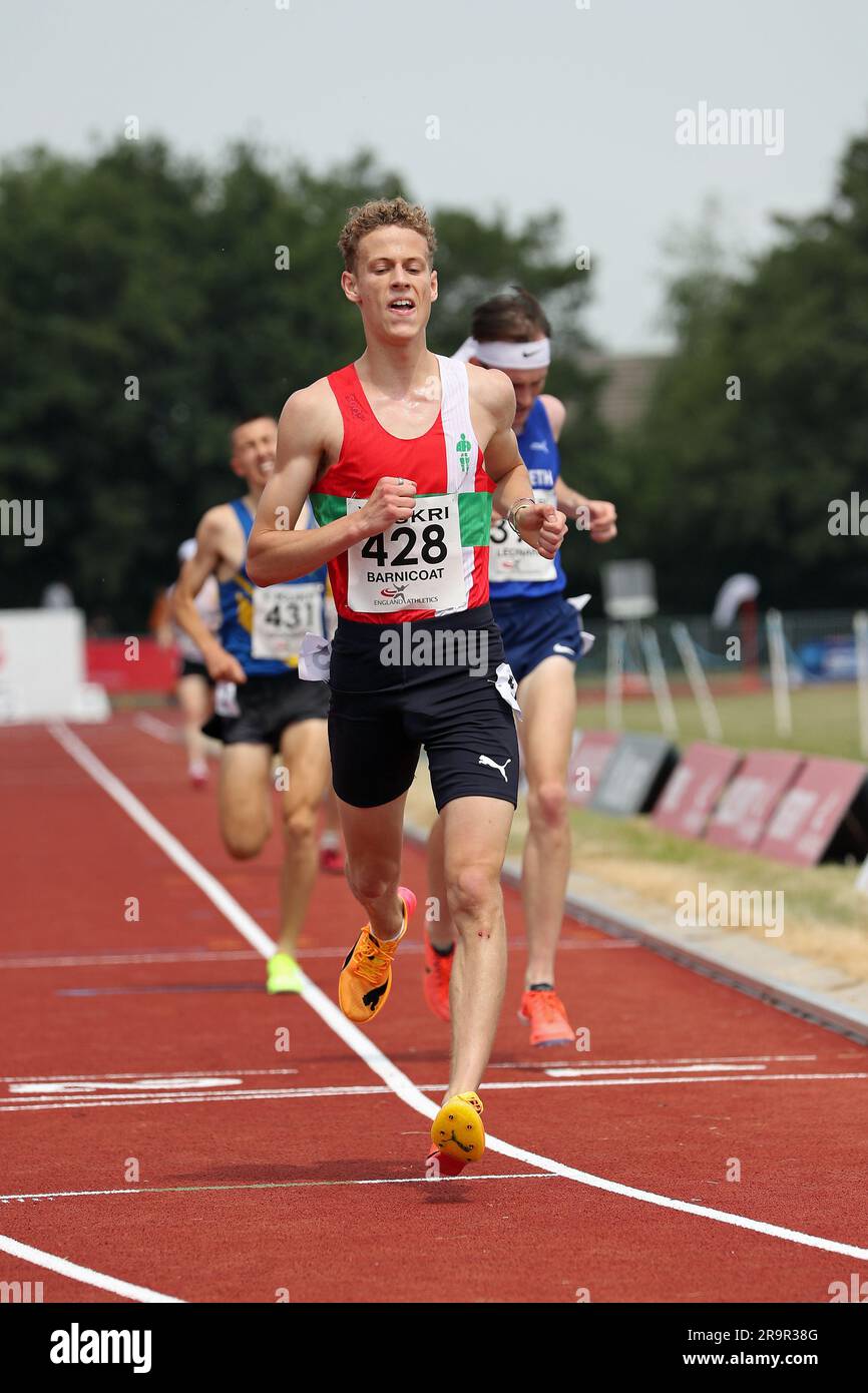 Will Barnicoat of  Aldershot, Farnham & District AC winning the 5000m at the U20 & U23 England Athletics Championship 2023 Stock Photo