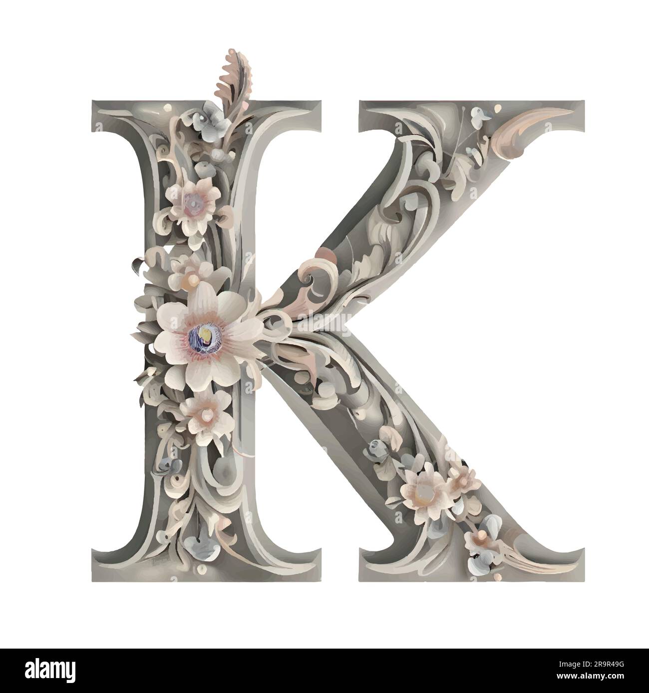 letter K on plasterboard with flowers Stock Vector Image & Art Alamy