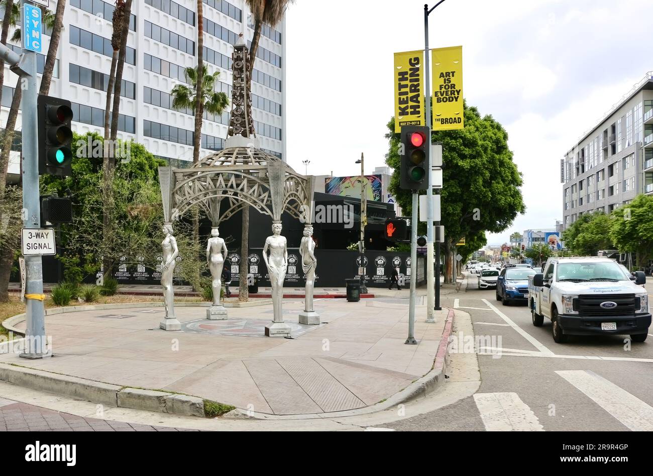 The Silver Four Ladies of Hollywood Gazebo Hollywood and La Brea Gateway Hollywood Boulevard Los Angeles California USA Stock Photo