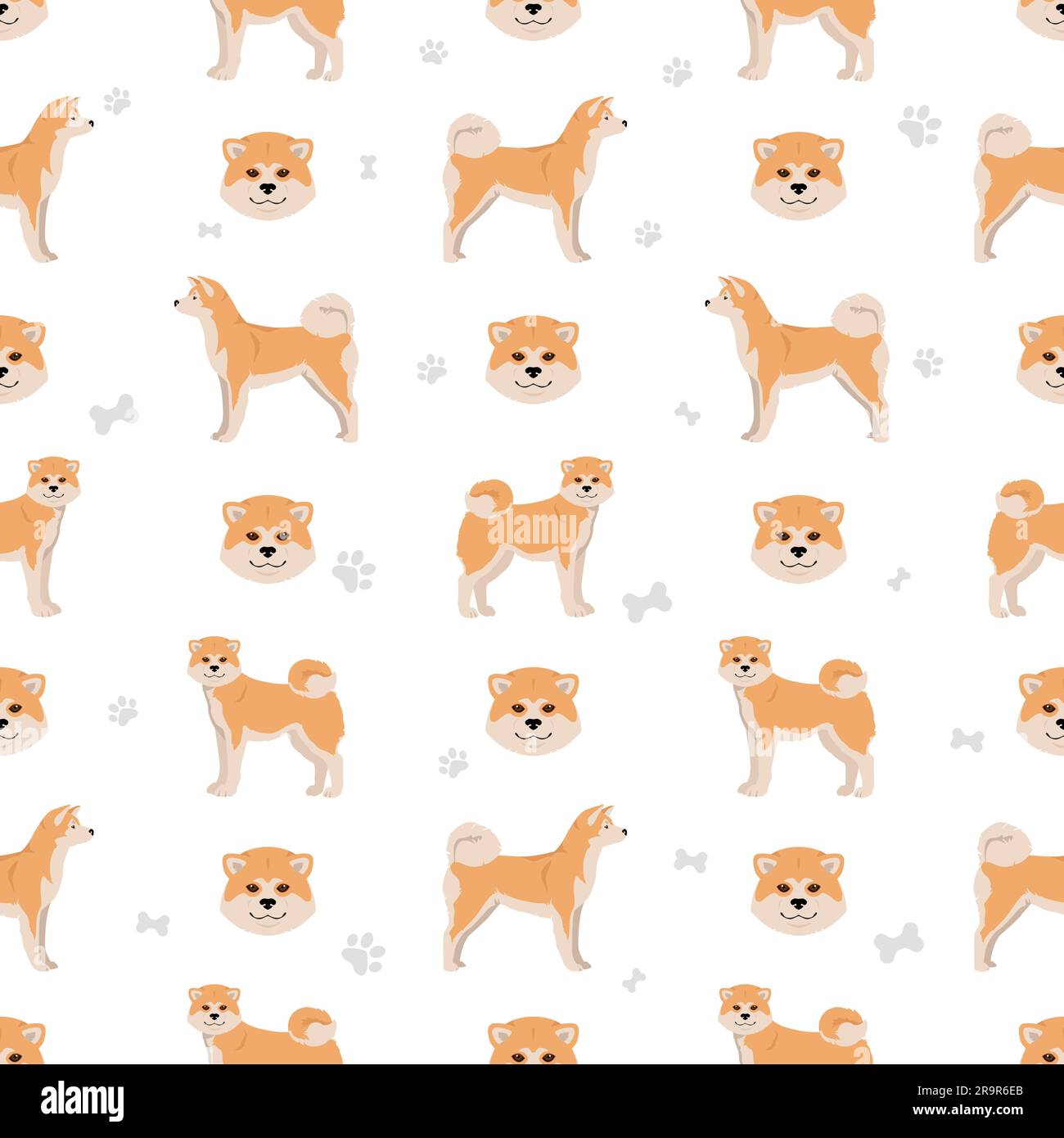 Akita Dog Pattern Print Bed Set Quilt